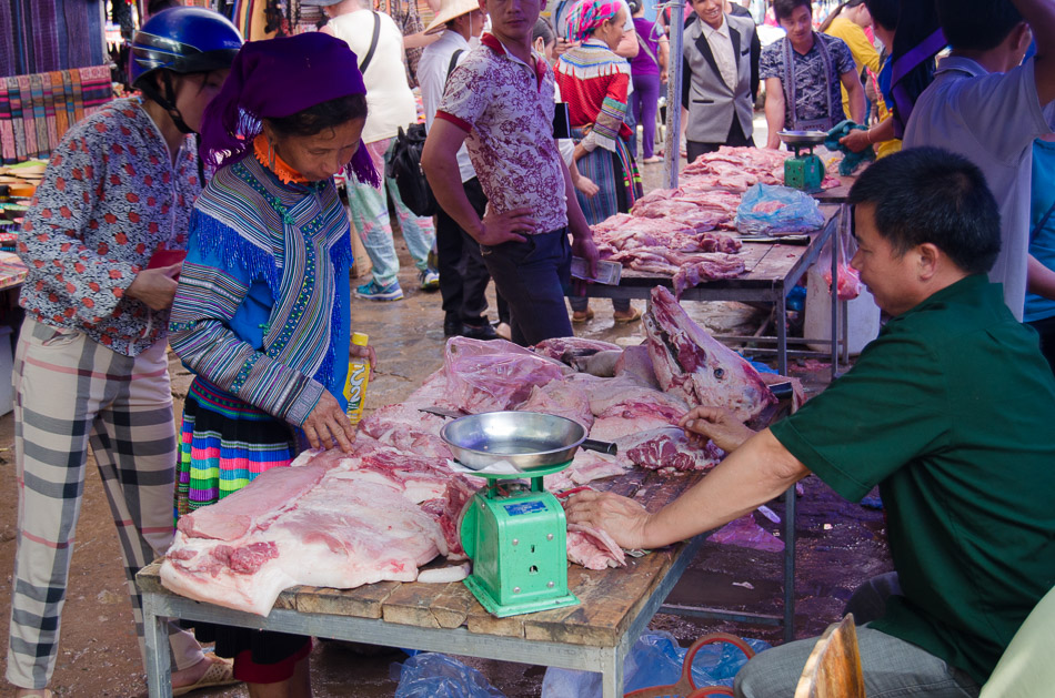 Meat market in Bac Ha Vietnam